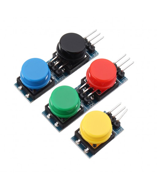 25Pcs 12x12mm Key Switch Module Touch Tact Switch Push Button Non  locking With Cap Red Black Yellow Green Blue